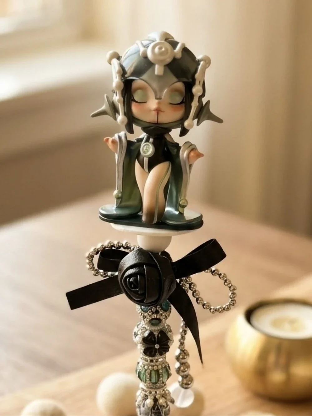 Beadable Pen With Skull Panda Topper